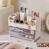 Household cosmetics storage box, desktop dressing table, compartment-organized makeup box, skin care products, lipstick, dust-proof storage rack Application Scenario